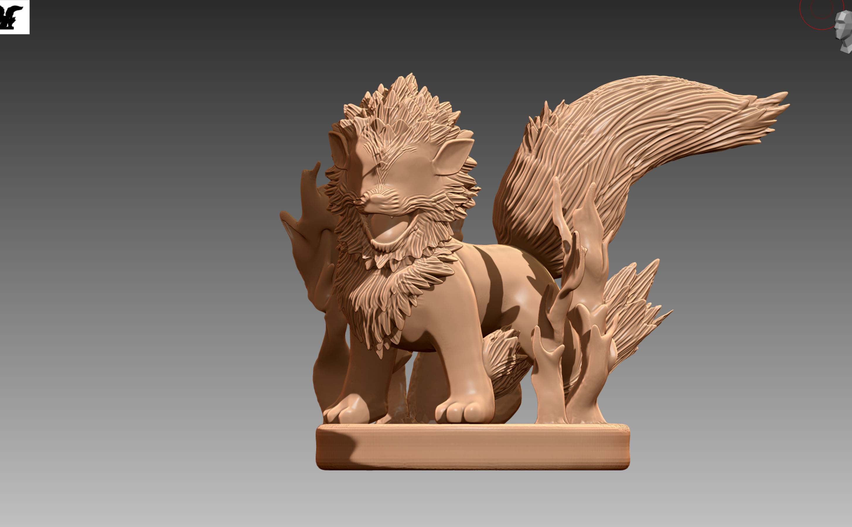 Arcanine growling Pokemon OBJ STL 3D print model_2