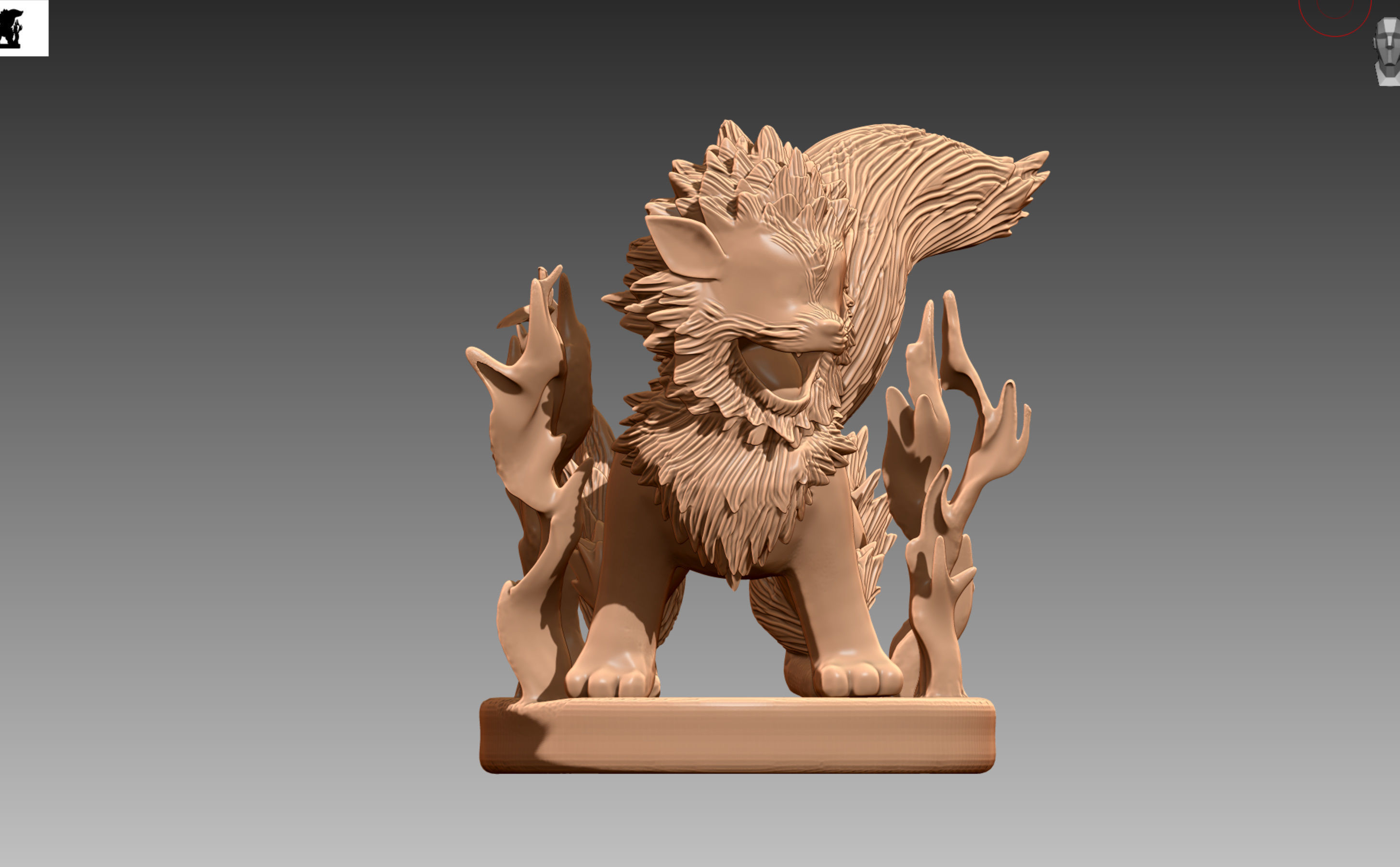 Arcanine growling Pokemon OBJ STL 3D print model_1