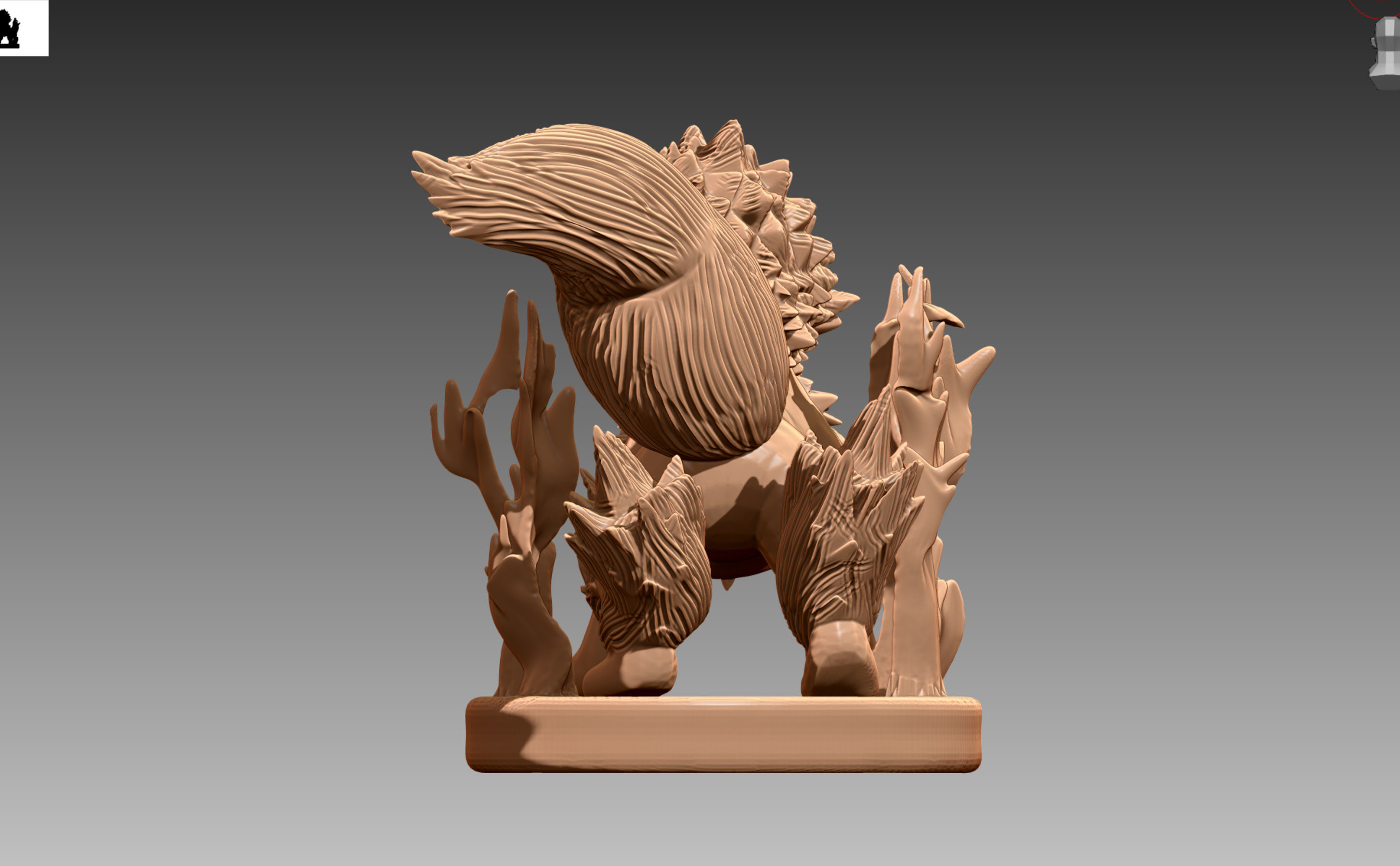 Arcanine growling Pokemon OBJ STL 3D print model_5