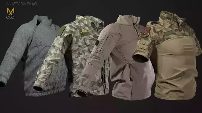 Pack man military jackets - Clo3d-Md project -OBJ