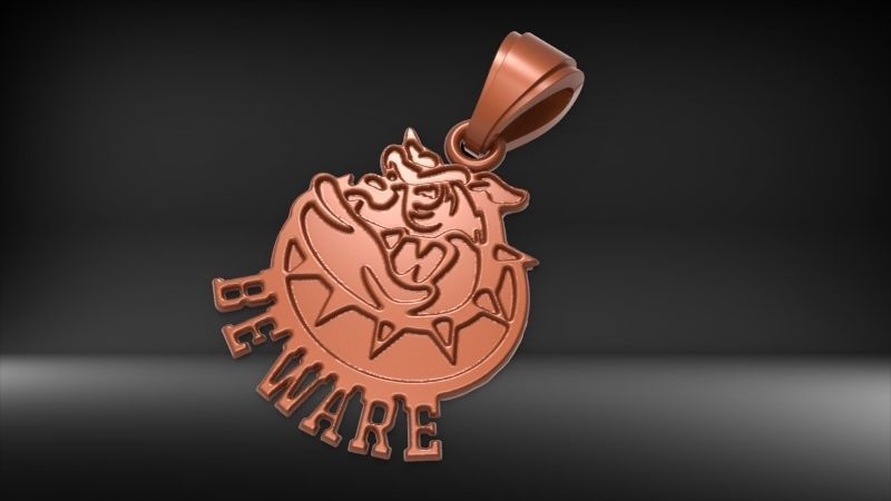 Guardian of Strength Bull Dog Pendant Jewelry Necklace Charm 3D print model_22