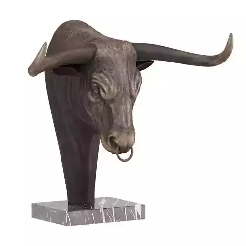 Bull bust sculpture lowpoly highpoly 