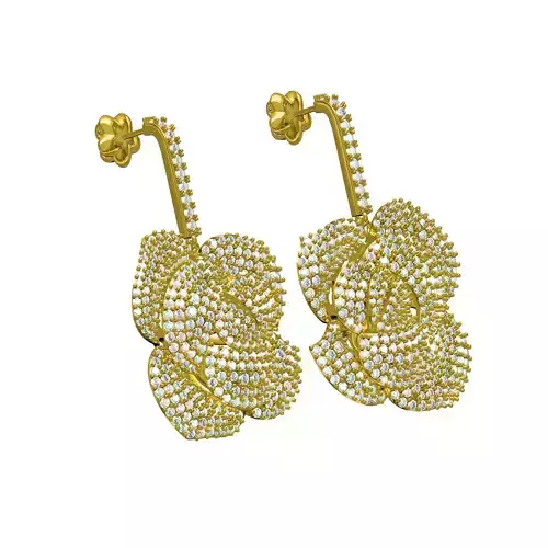 Antique Fully Iced Diamond Flower Earring