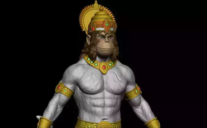 Lord Hanuman  Low-poly 3D model