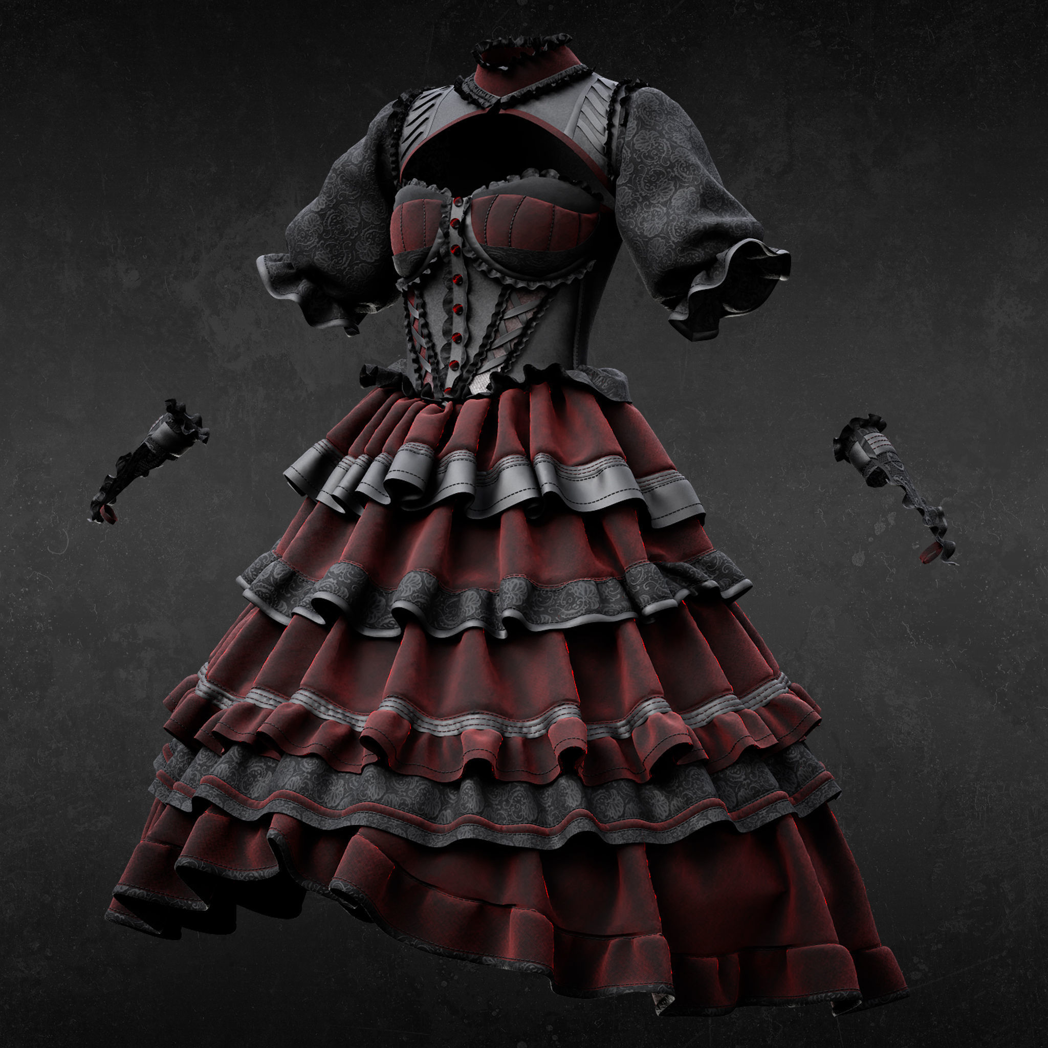 Gothic Vampire Dress MD Project and OBJ file 3D model | CGTrader