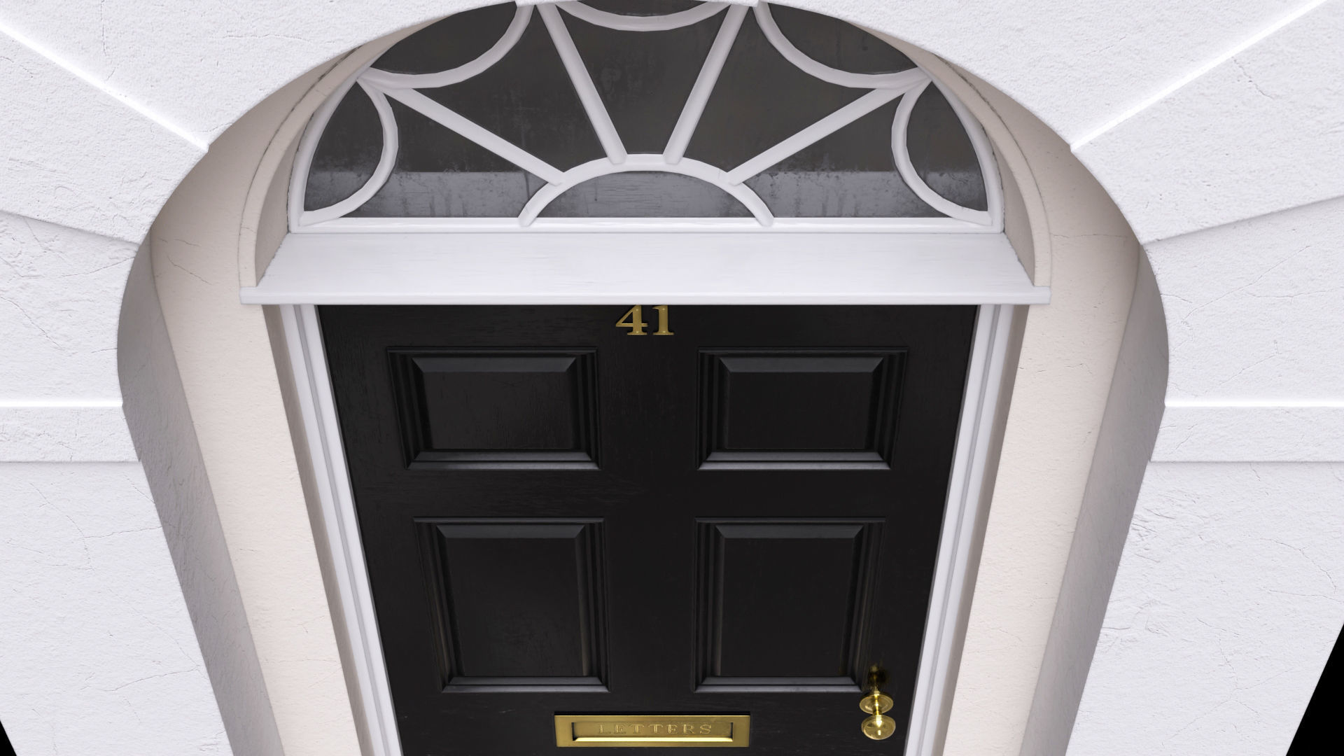 London house facade entrance door 3D model_1