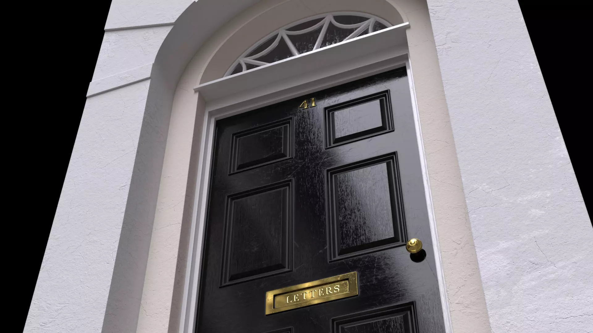 London house facade entrance door 3D model_0