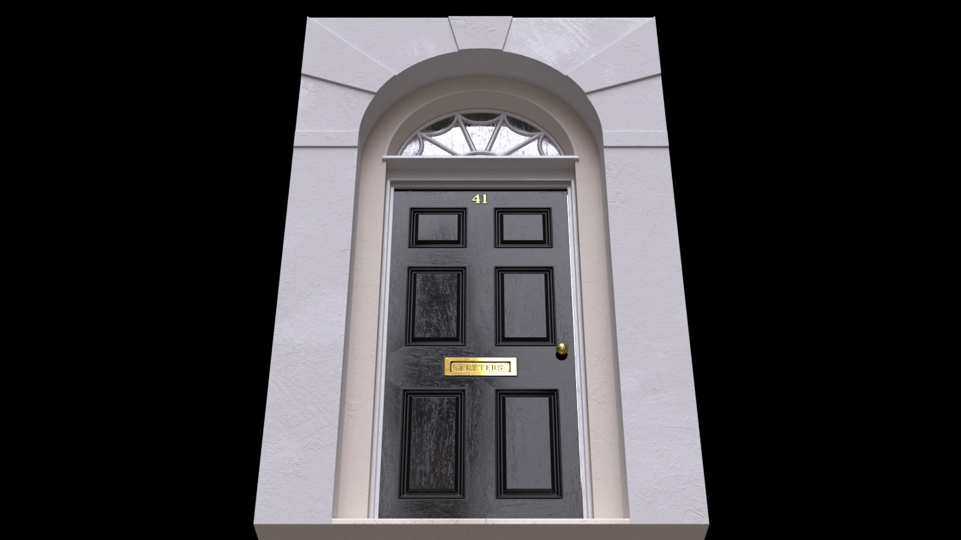 London house facade entrance door 3D model_7