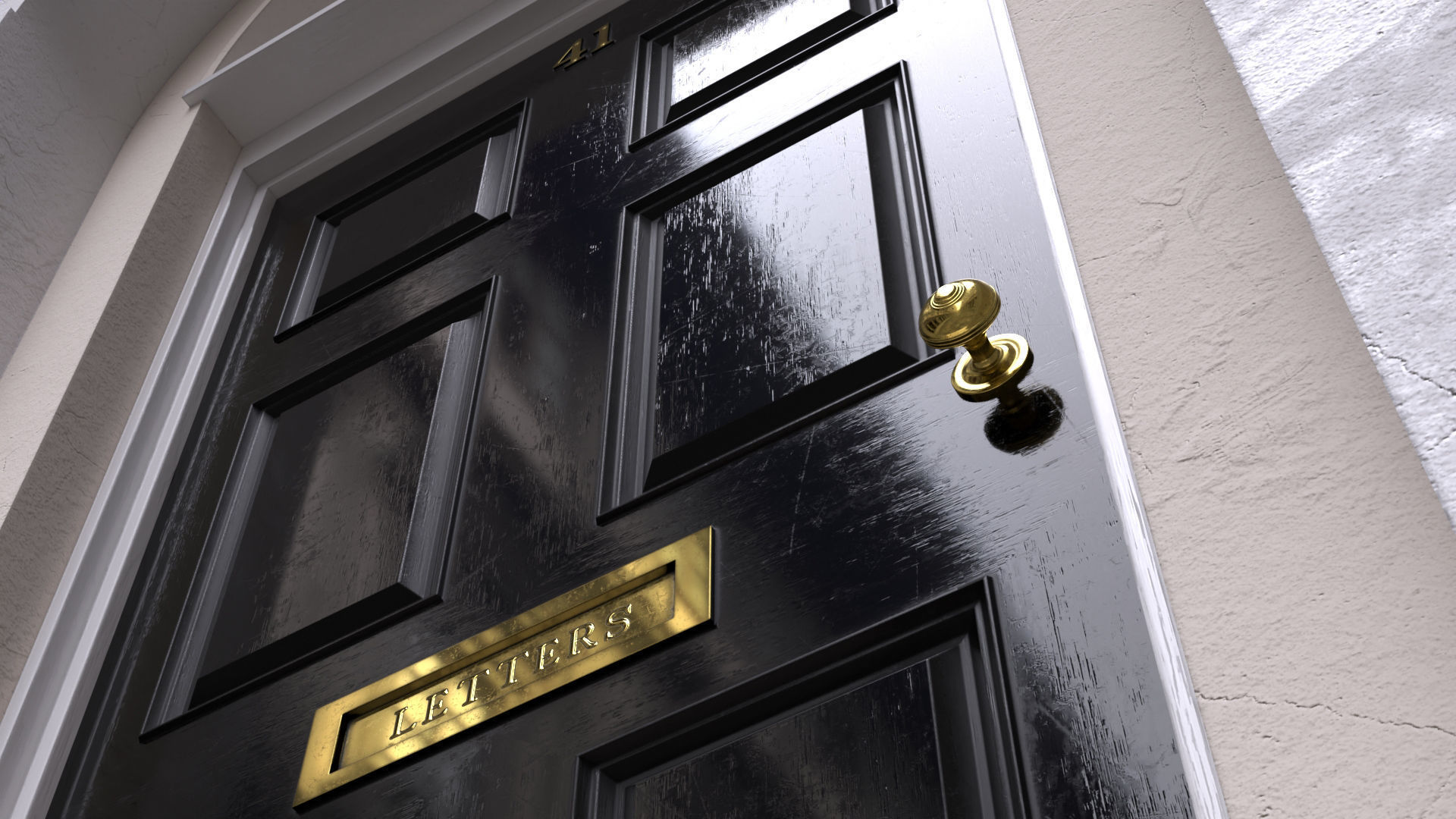 London house facade entrance door 3D model_2