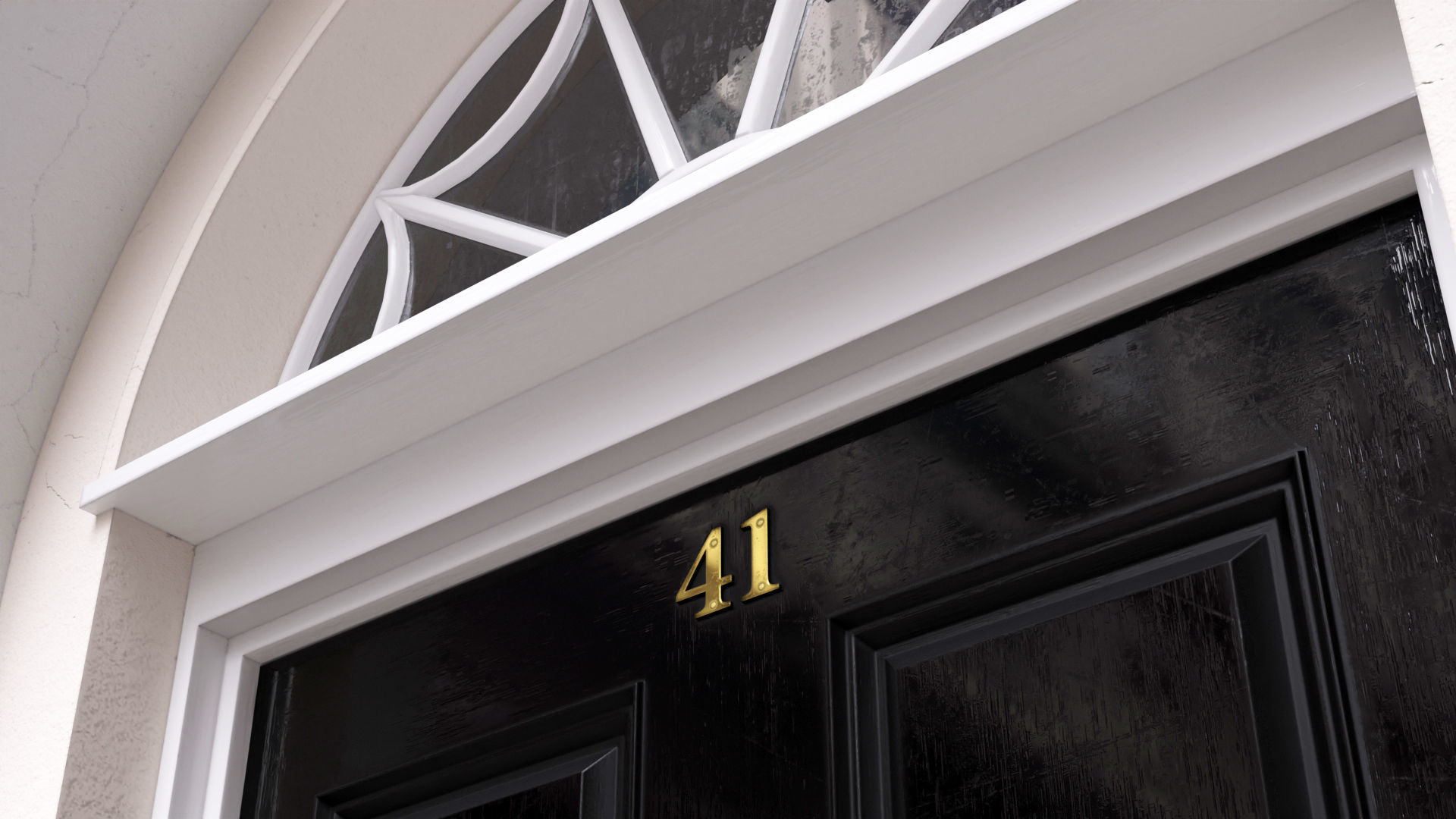 London house facade entrance door 3D model_4