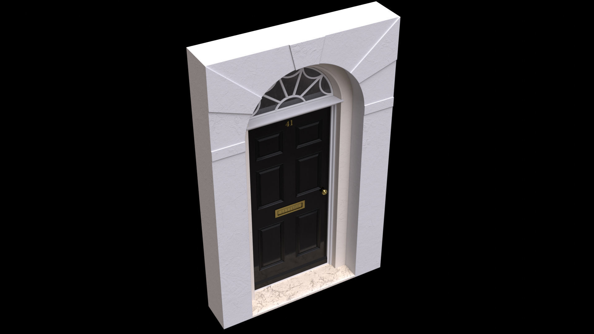 London house facade entrance door 3D model_8