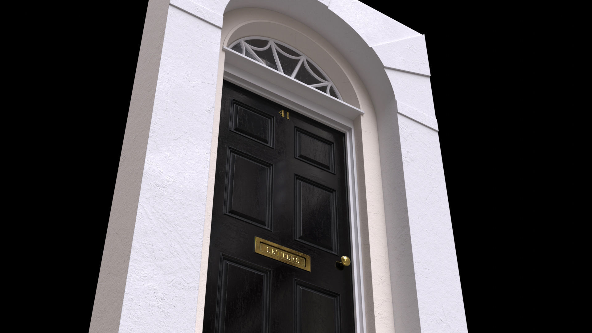 London house facade entrance door 3D model_6