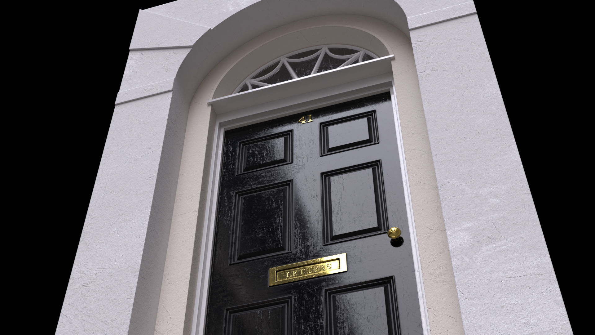 London house facade entrance door 3D model_5