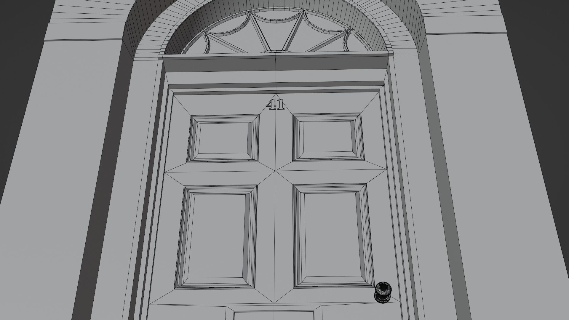 London house facade entrance door 3D model_13