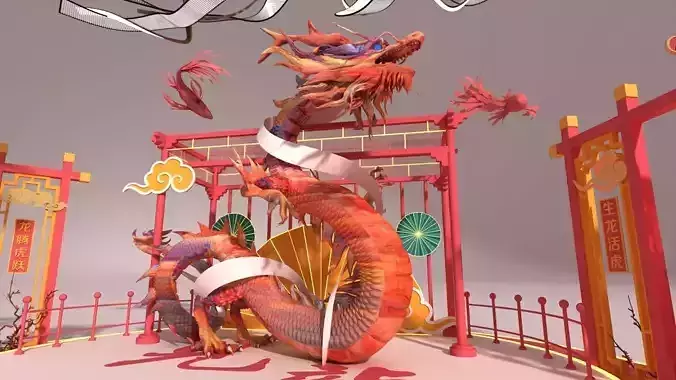 Dragon shaped Holiday Decorations 3D model