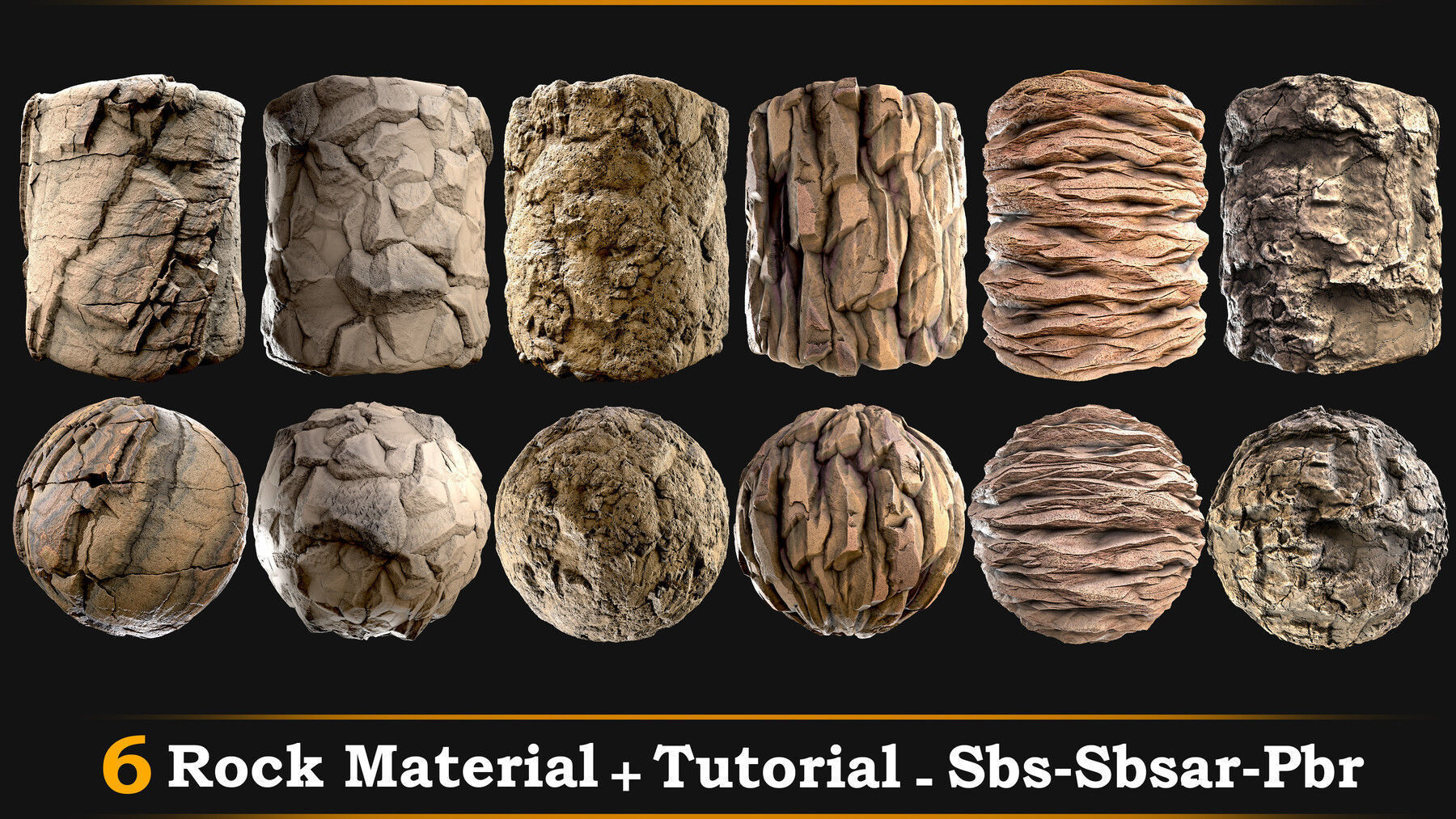 6 Rock Material -Tutorial-Sbs-Sbsar-Pbr Texture_2