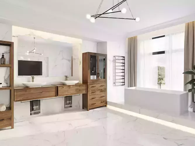 Realistic 3d model of Bathroom Interior