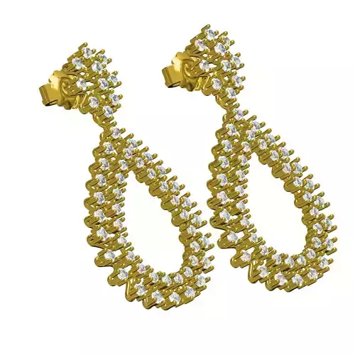 Antique Large Drop Stud Earring