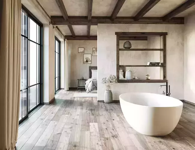 Realistic 3d models of Bathroom with sleeping room interior