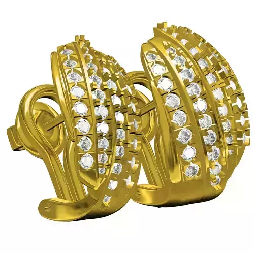 Antique Four Row Diamond Hoop Earring