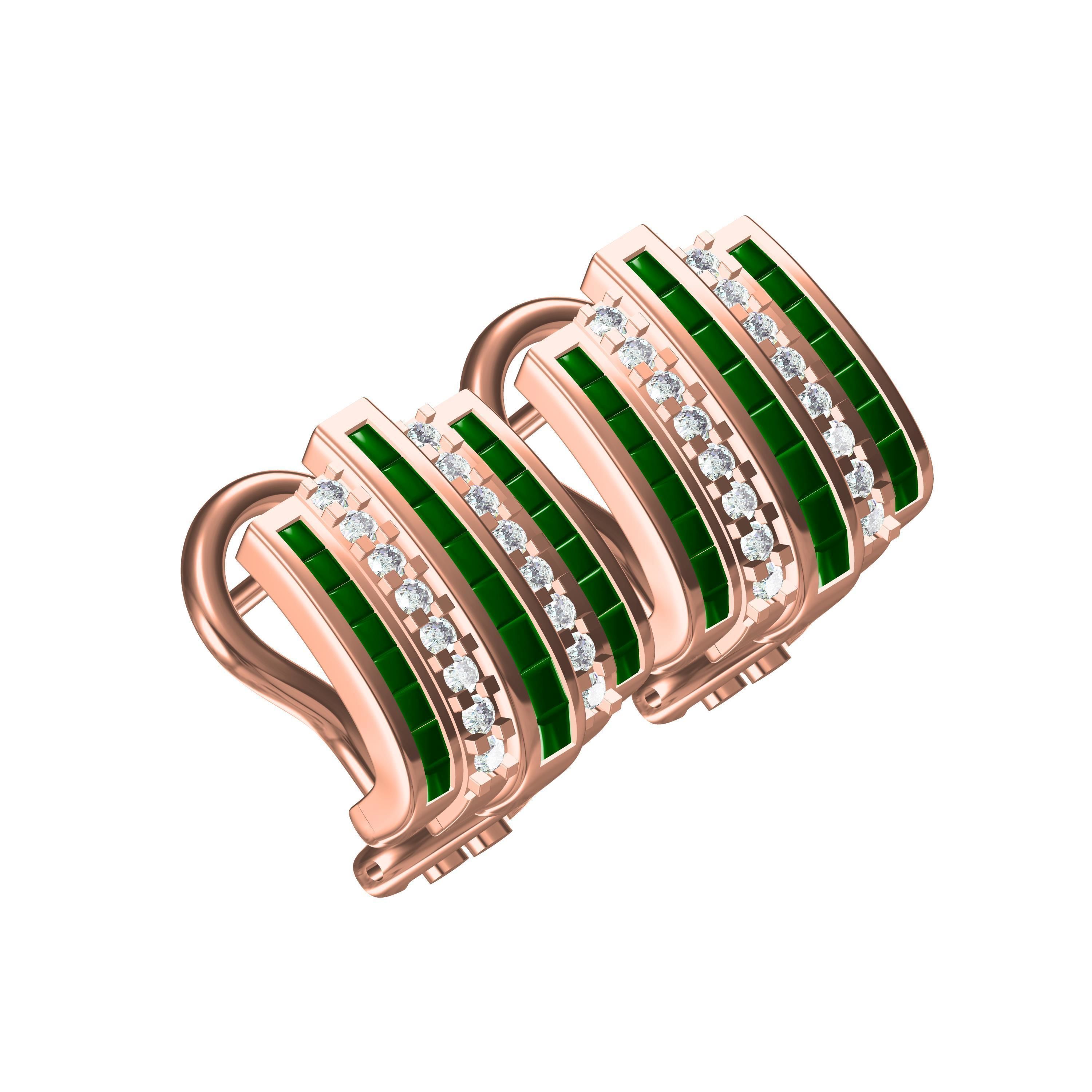 Emerald Green Sone Channel Style Omega Clip Earring 3D print model_9
