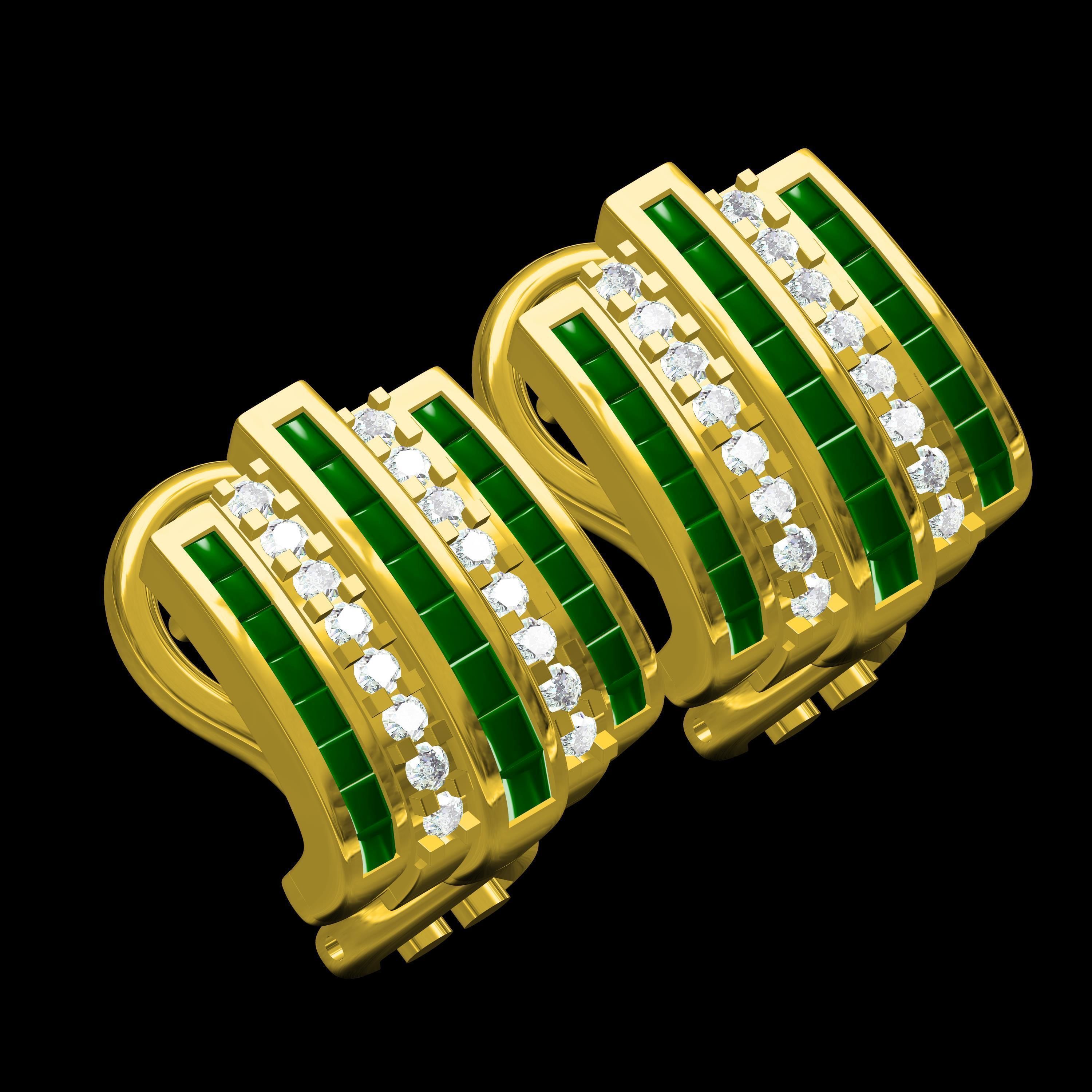 Emerald Green Sone Channel Style Omega Clip Earring 3D print model_12