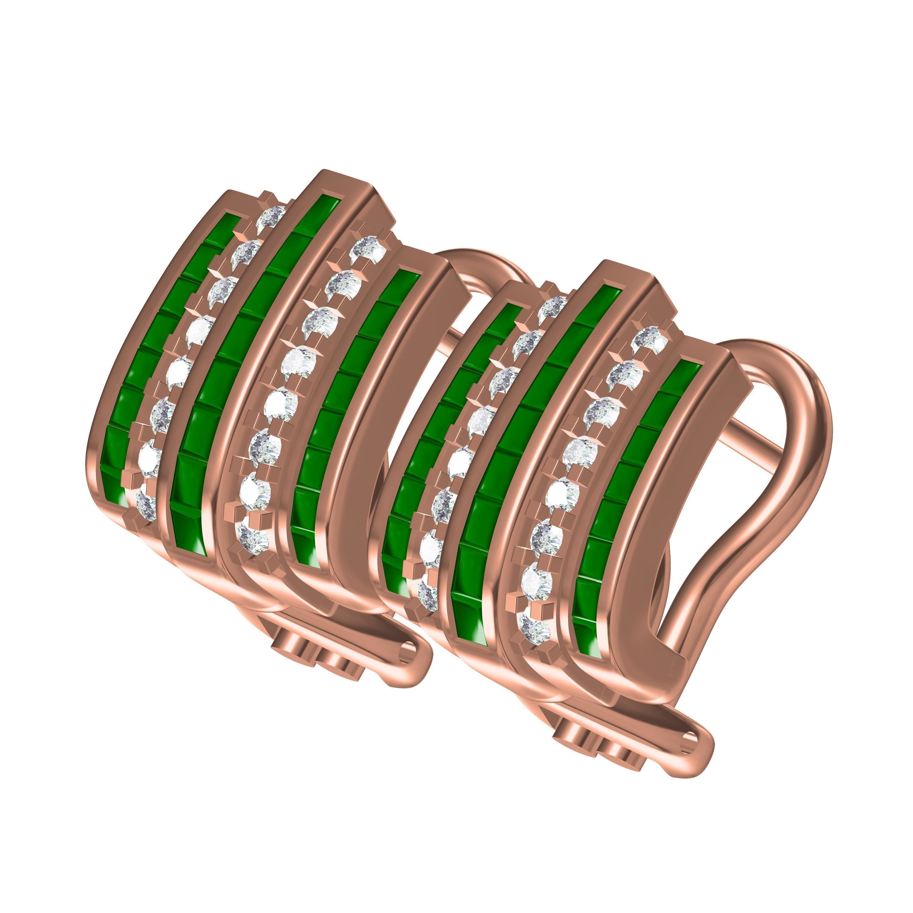 Emerald Green Sone Channel Style Omega Clip Earring 3D print model_8