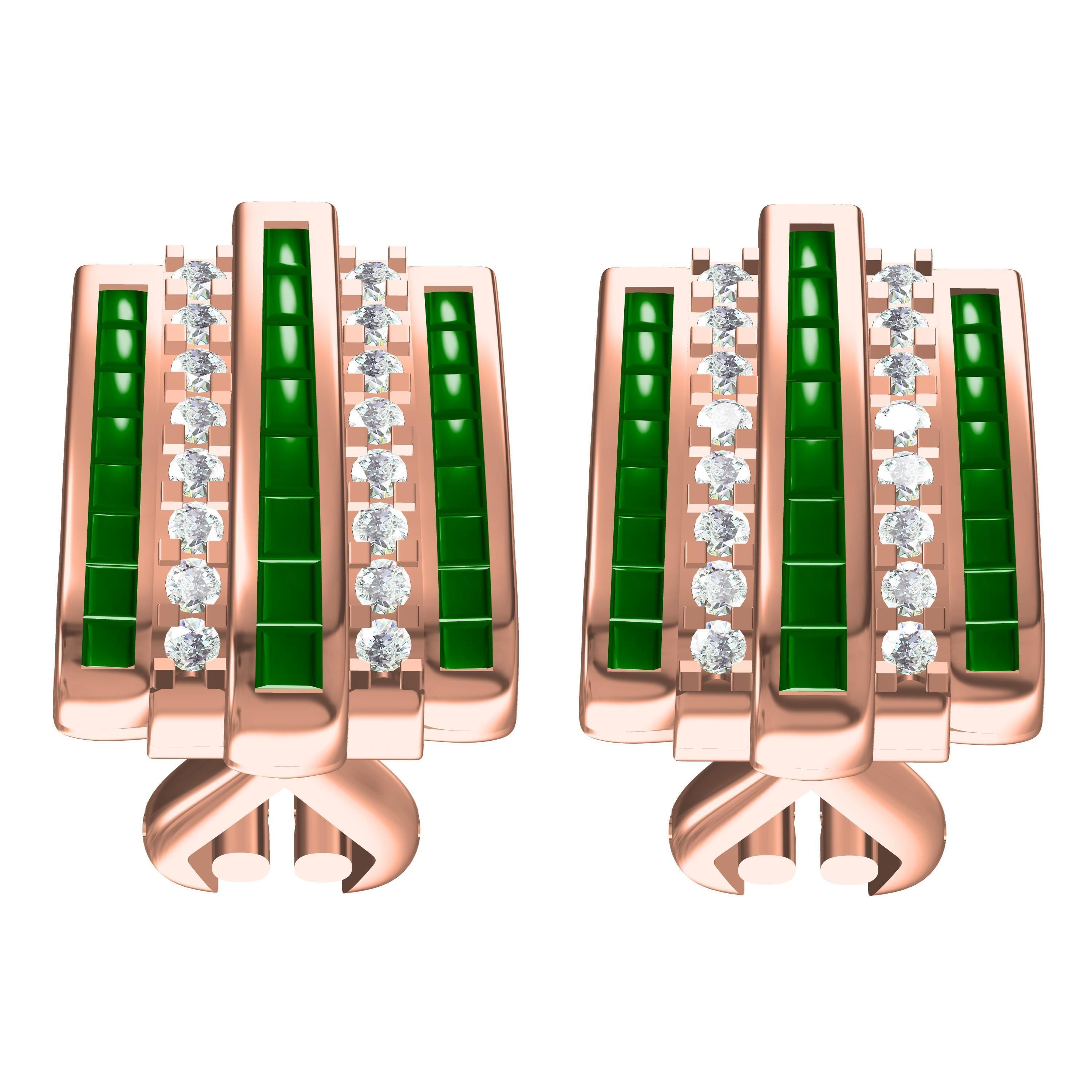 Emerald Green Sone Channel Style Omega Clip Earring 3D print model_7
