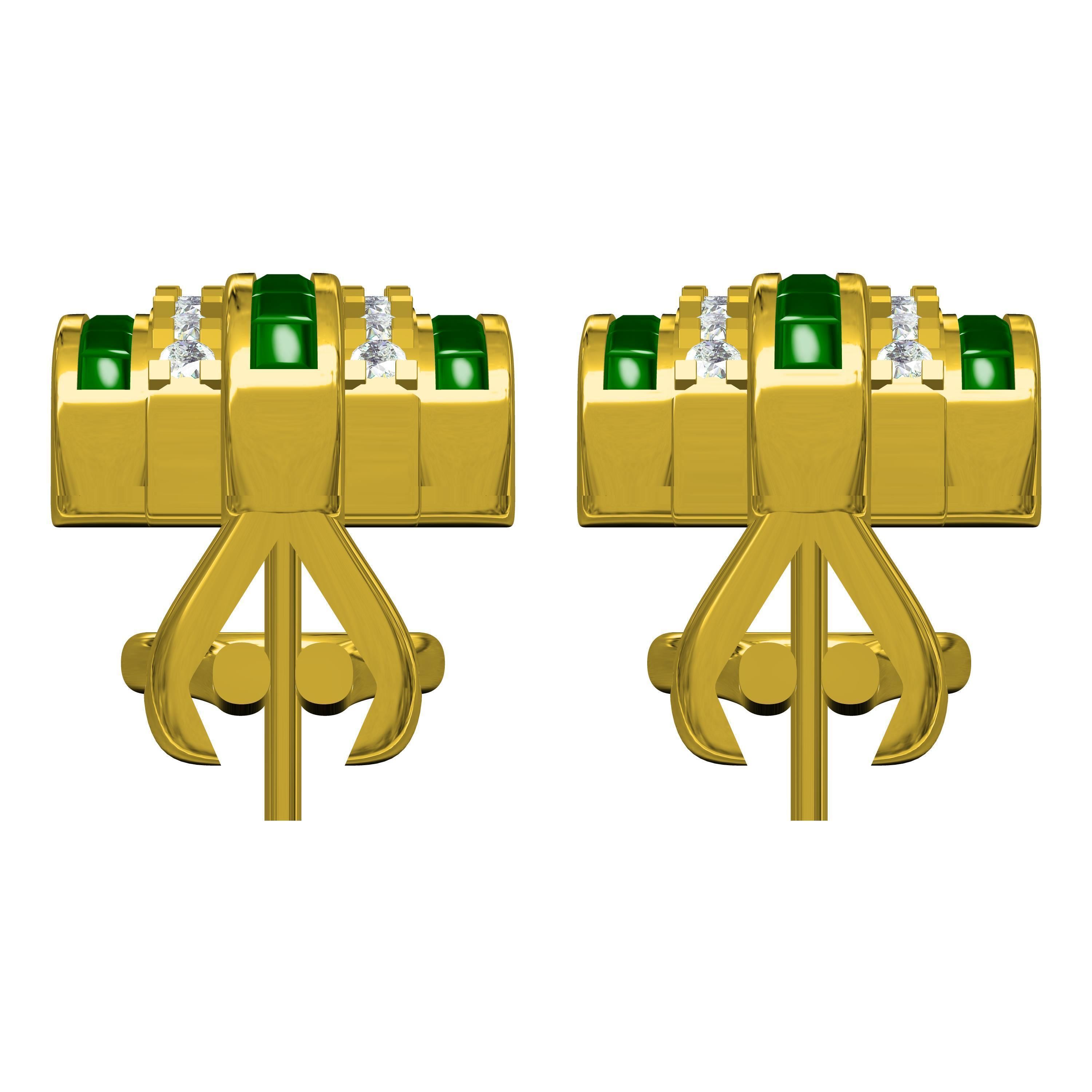 Emerald Green Sone Channel Style Omega Clip Earring 3D print model_4