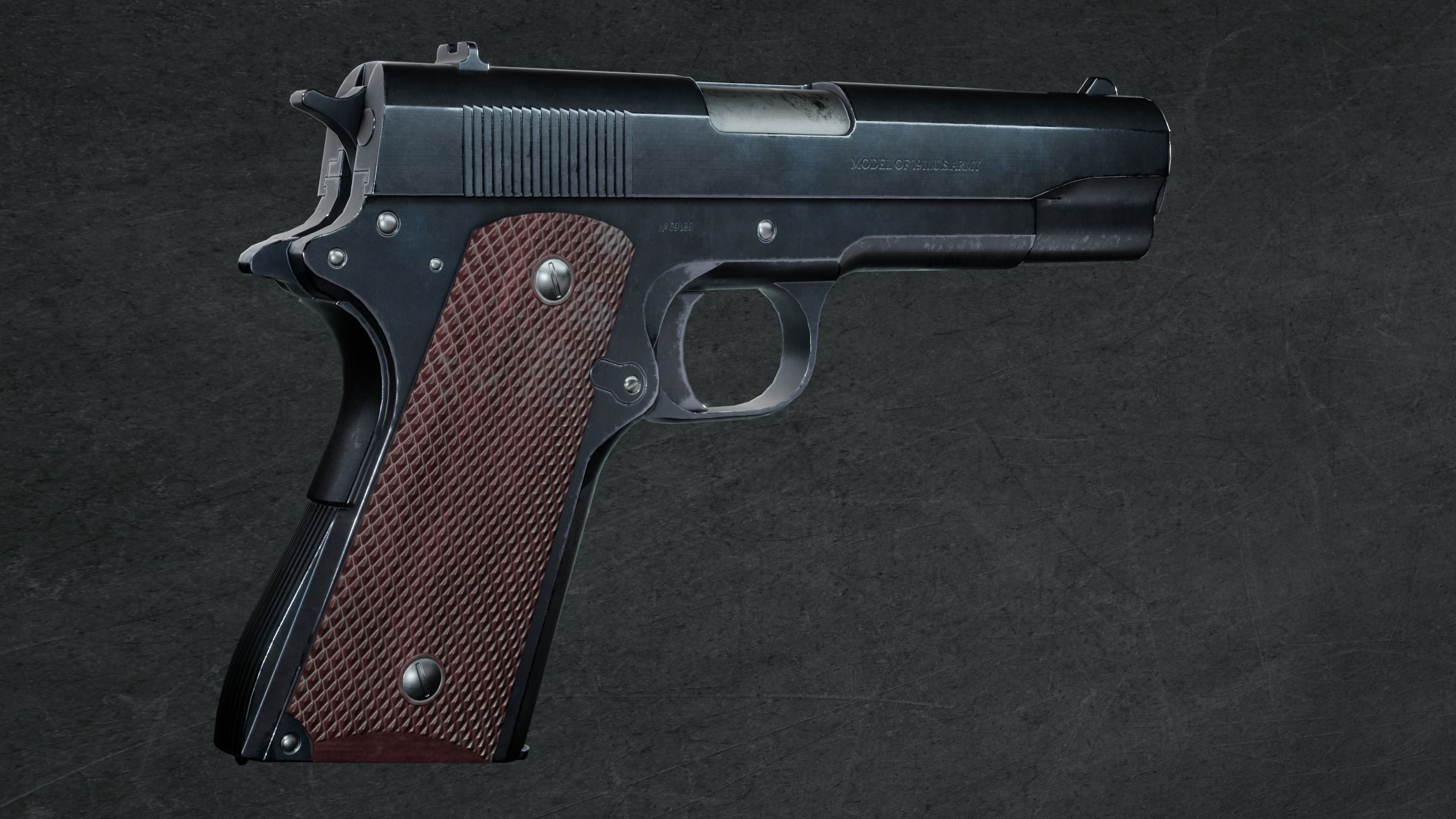 game ready colt 1911 Low-poly 3D model_2