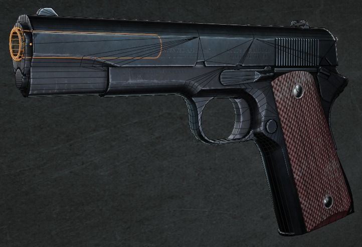 game ready colt 1911 Low-poly 3D model_3