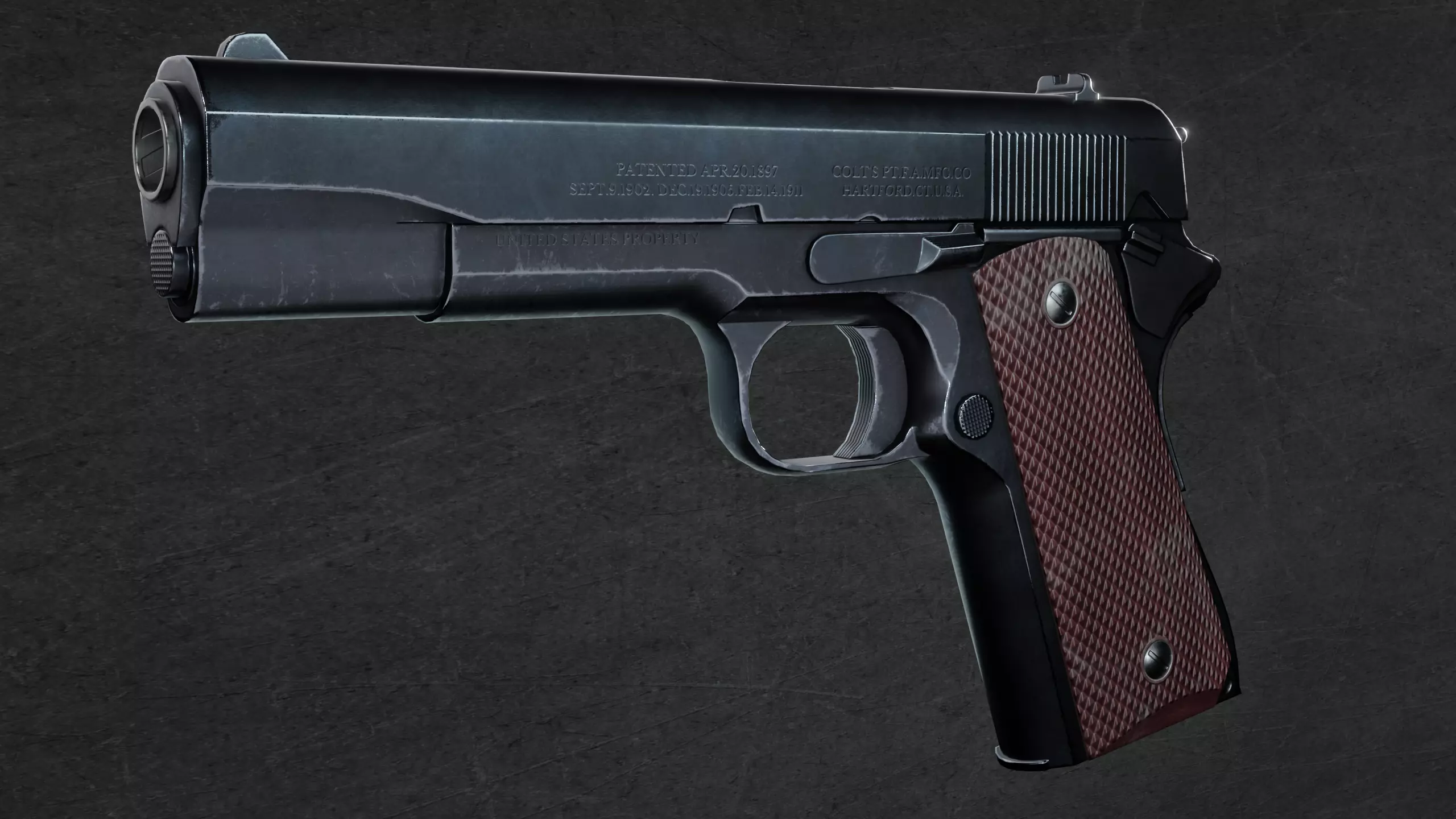 game ready colt 1911 Low-poly 3D model_0