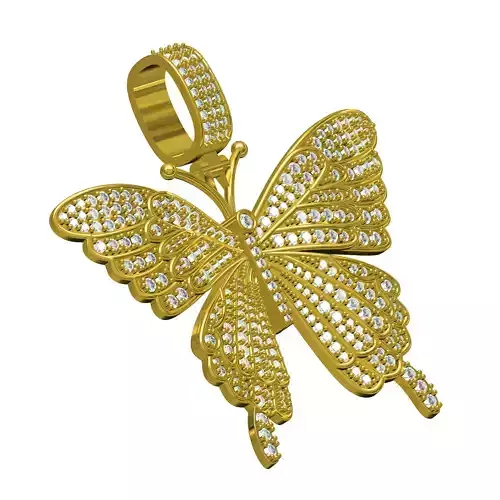Pave Set Diamond Butterfly Pendant