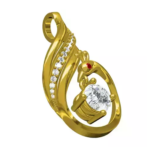 Round Diamond Peacock Bird Inspire Pendant