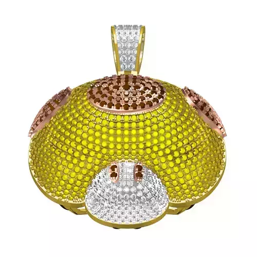 Antique Fully Iced Diamond Mushroom Hip Hop Pendant