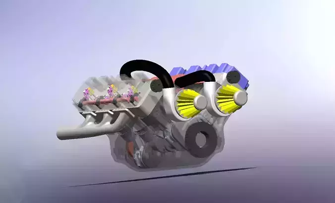 Twin Turbo V6 Engine  3D print model Twin Turbo V6 Engine  3D print model