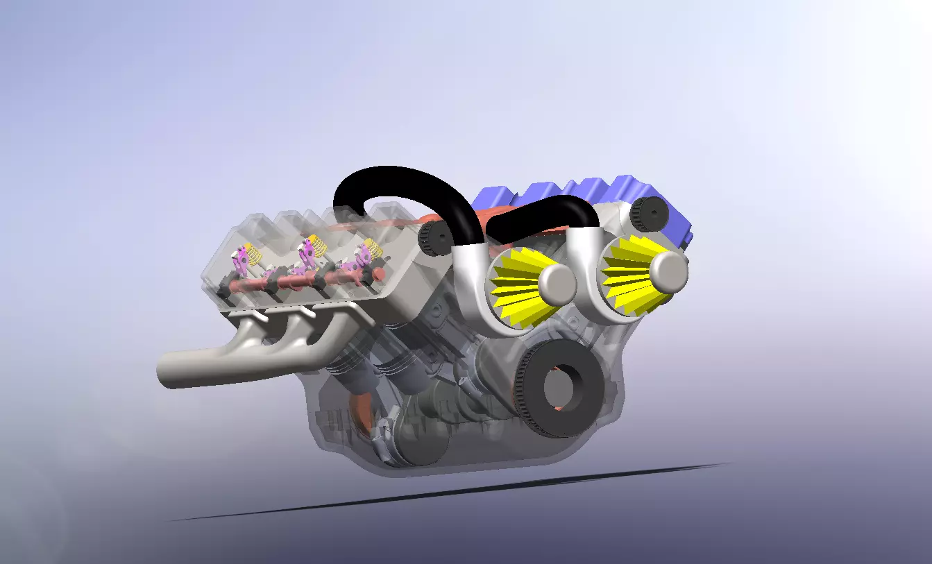 Twin Turbo V6 Engine  3D print model_0