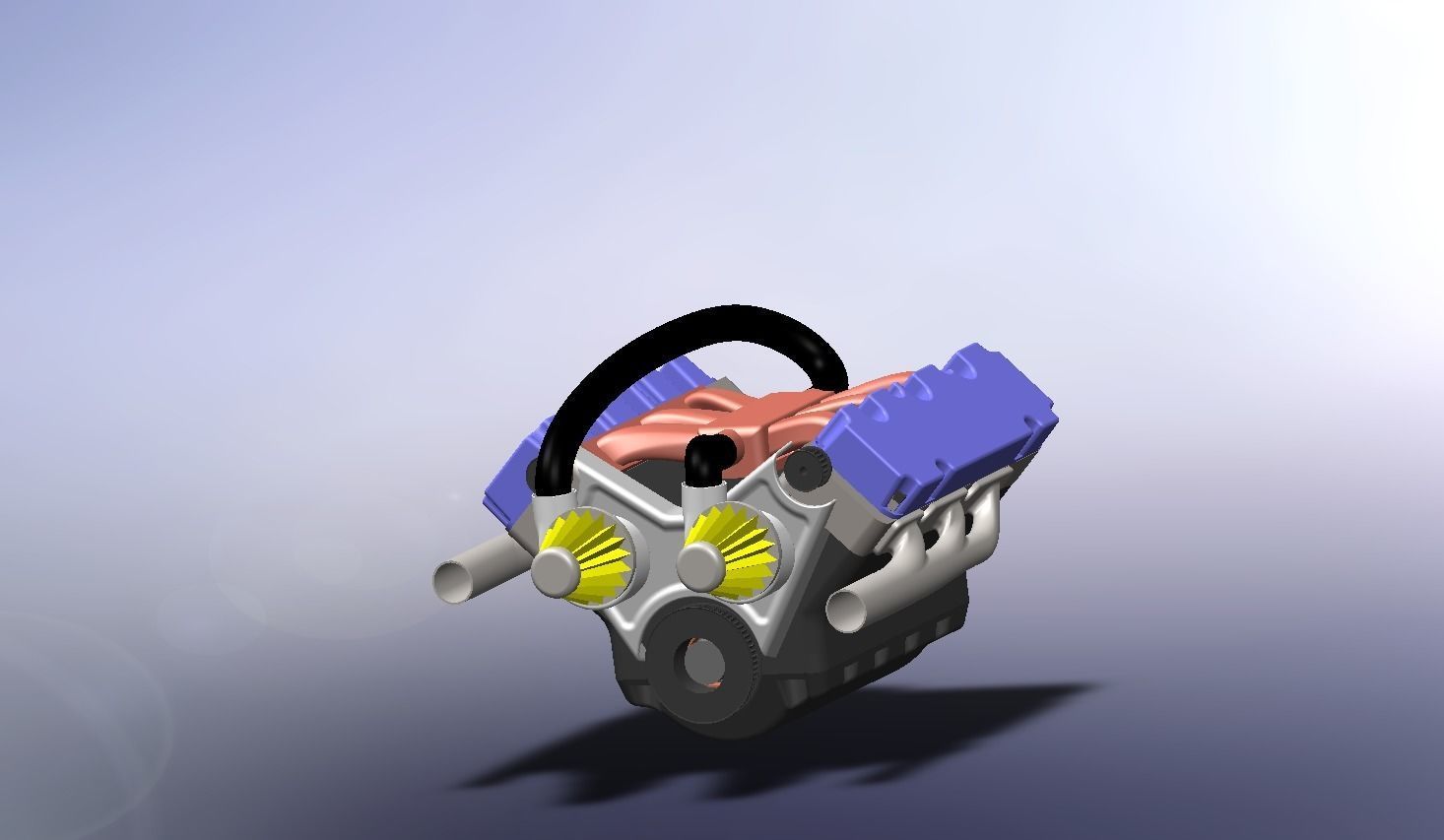 Twin Turbo V6 Engine  3D print model_1