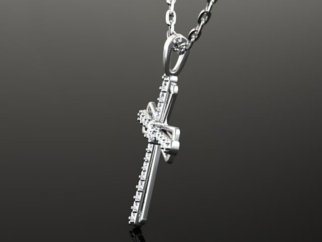Diamond cross pendant for woman 3D print model 3D print model_2