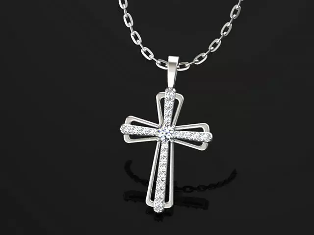 Diamond cross pendant for woman 3D print model 3D print model_0