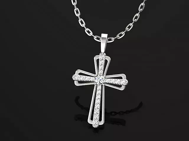 Diamond cross pendant for woman 3D print model