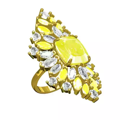 Vintage Style Multi Diamond Cluster Engagement Ring