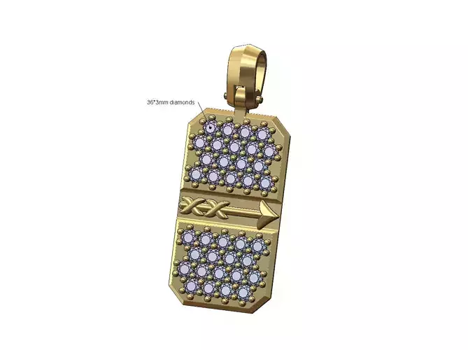 Arrow diamond rectangular dogtag pendant