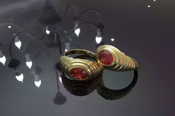 Solitaire Oval Shape Full Bazel Ring 3D Model