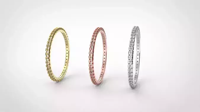 3 Delicate French Pave Eternity Printable Rings