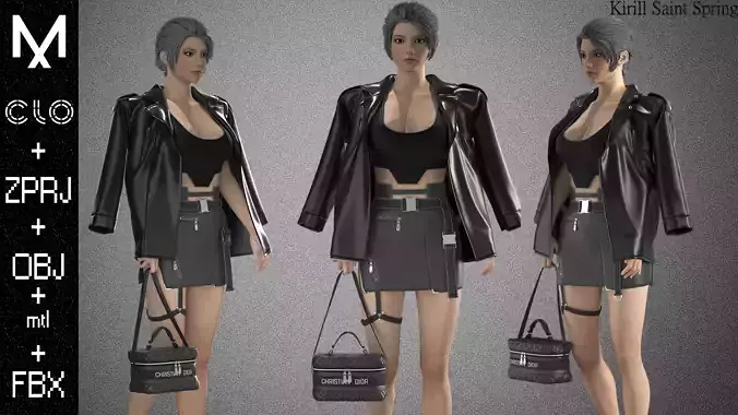 FEMALE OUTFIT Marvelous designer Clo3d OBJ mtl FBX ZPRJ