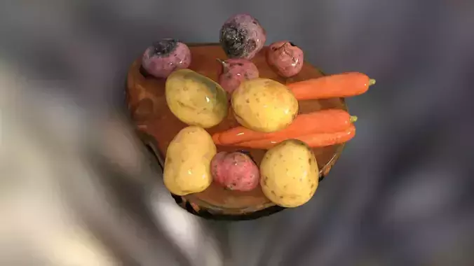 vegetables and board Low-poly 3D model