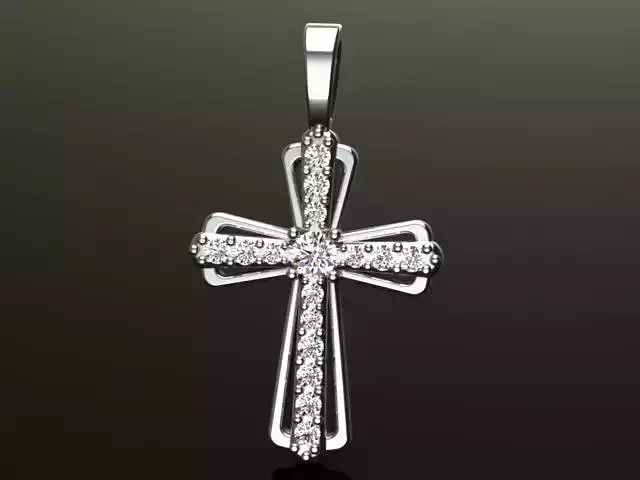 Diamond small cross pendant for woman 3D print model 