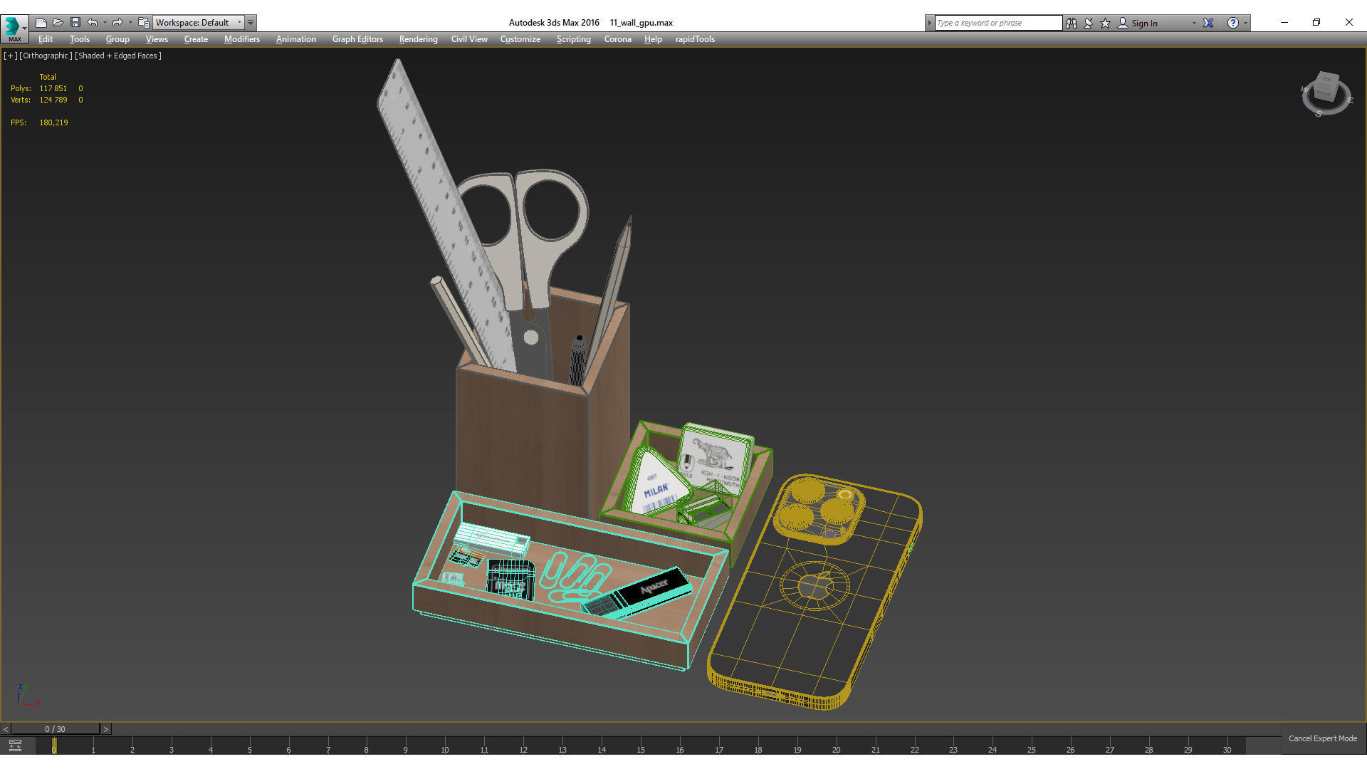 Office desk accessories Set 3D model_8
