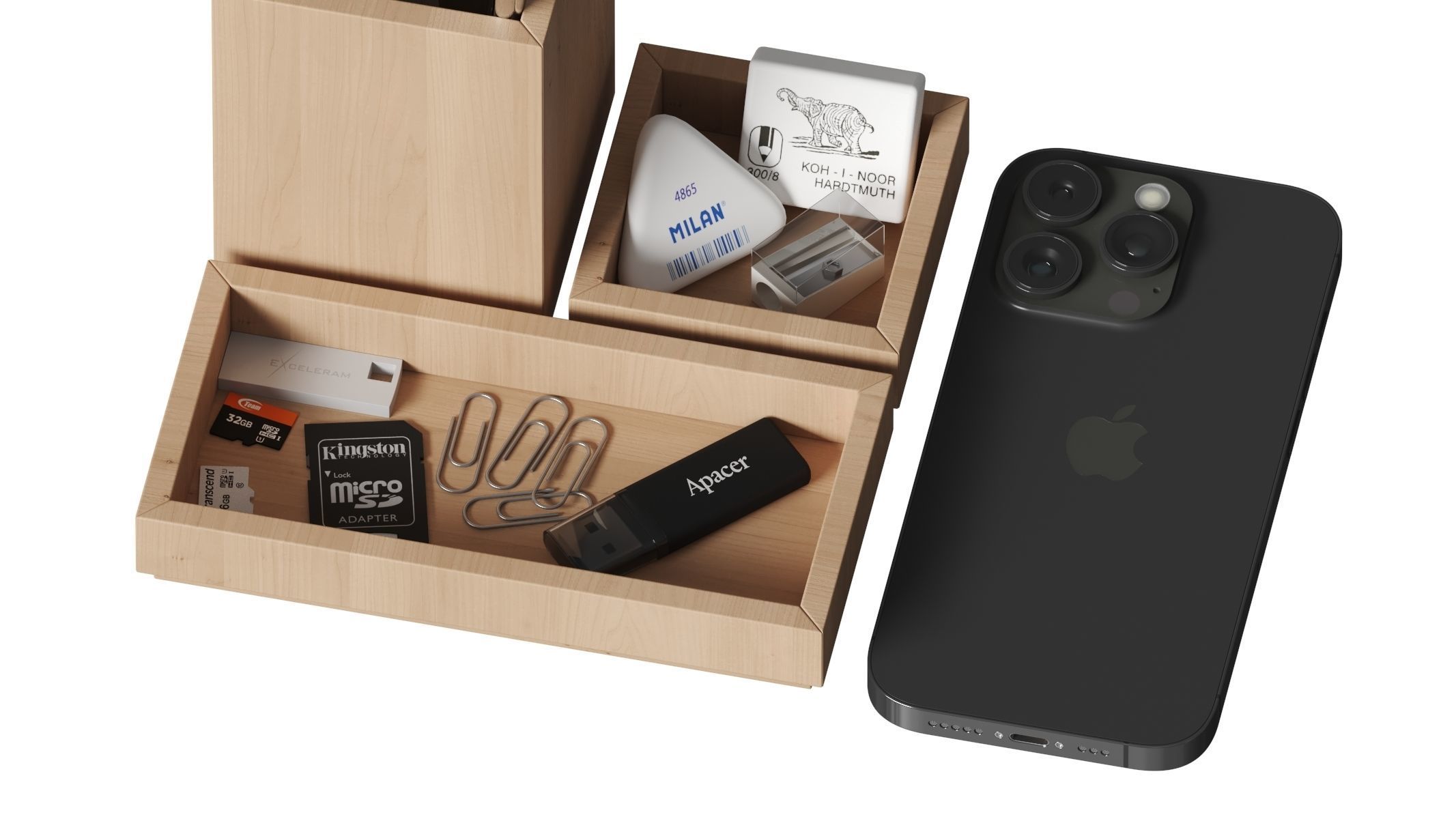Office desk accessories Set 3D model_2
